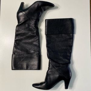 Tahari Gentry Pull-on Boots in Black Pebbled Leather